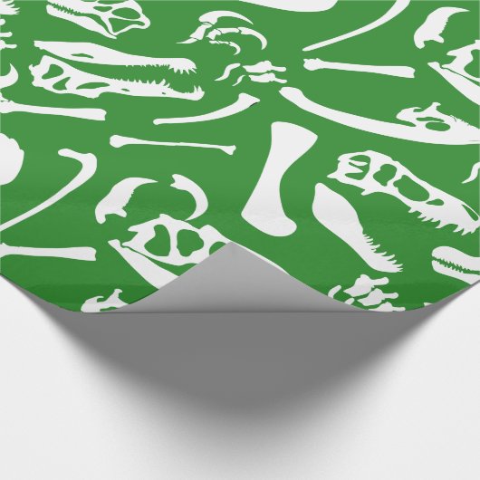 Dinosaurier-Knochen (Grün) Geschenkpapier (Ecke)