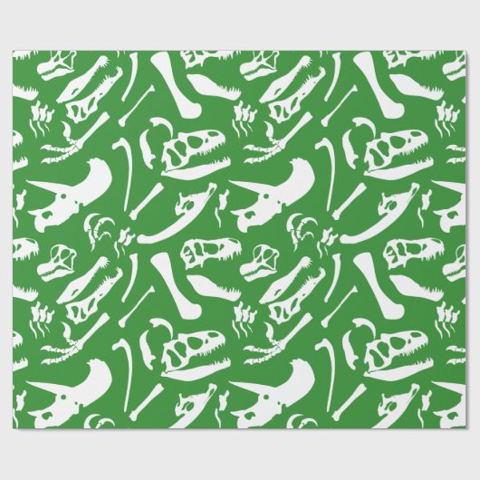Dinosaurier-Knochen (Grün) Geschenkpapier (Flach)