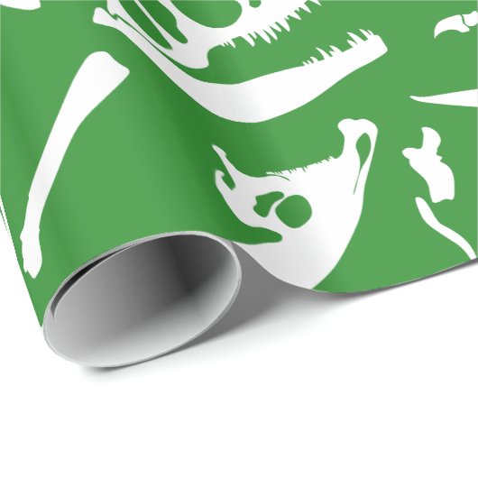 Dinosaurier-Knochen (Grün) Geschenkpapier (Rolleneckpunkt)
