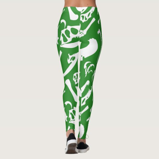Dinosaurier-Knochen (Grün) Leggings (Rückseite)