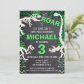 Dinosaurier Knochen Kindergeburtstag Dino Trex Boy Einladung (Stehend Vorderseite)