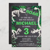 Dinosaurier Knochen Kindergeburtstag Dino Trex Boy Einladung (Vorne/Hinten)