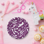 Dinosaurier-Knochen (lila) Pappteller (Party)