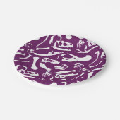Dinosaurier-Knochen (lila) Pappteller (Schrägansicht)
