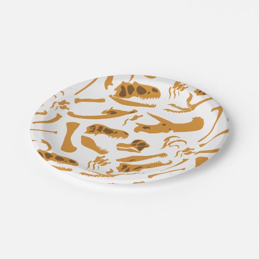 Dinosaurier-Knochen Pappteller (Schrägansicht)