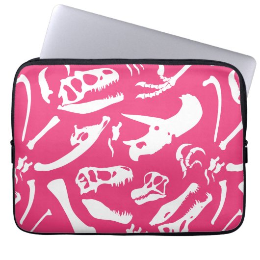 Dinosaurier-Knochen (Rosa) Laptopschutzhülle (Vorderseite)