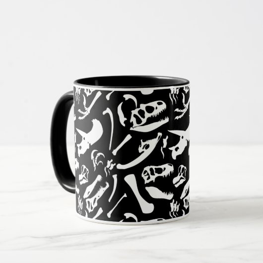 Dinosaurier-Knochen (Schwarzes) Tasse (Vorderseite Links)