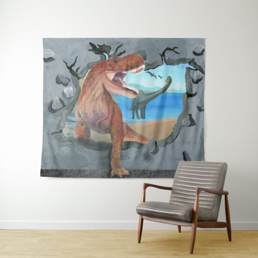 Dinosaurier kommen durch wandteppich (Beispiel (Horizontal))