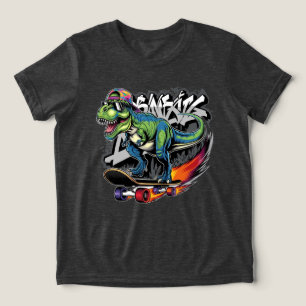 Dinosaurier-Kreuzfahrt auf einem Skateboard Tri-Blend Shirt