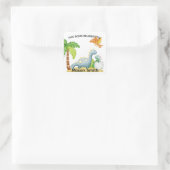 Dinosaurier Land und Kinder Name Square Sticker (Tasche)