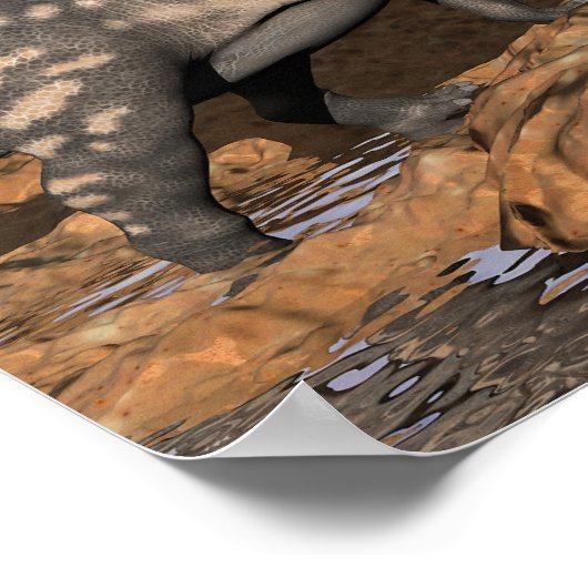 Dinosaurier-Landschaft - 3D-Darstellung Poster (Ecke)