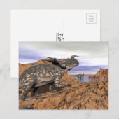 Dinosaurier-Landschaft - 3D-Darstellung Postkarte (Vorne/Hinten)