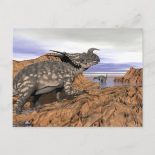 Dinosaurier-Landschaft - 3D-Darstellung Postkarte