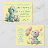 Dinosaurier Lesen eines Buches Geburtstagseinladun Mitteilungskarte (Vorne/Hinten)