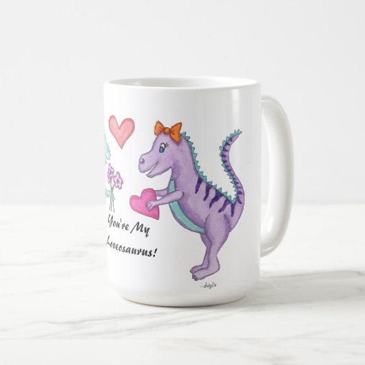 Dinosaurier Liebe Kaffeetasse (VorderseiteRechts)