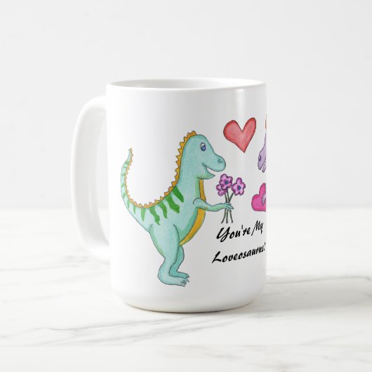 Dinosaurier Liebe Kaffeetasse (Vorderseite Links)