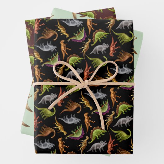 Dinosaurier Liebe Wrapping Paper Flat Sheet Set 3 Geschenkpapier Set (Beispiel)