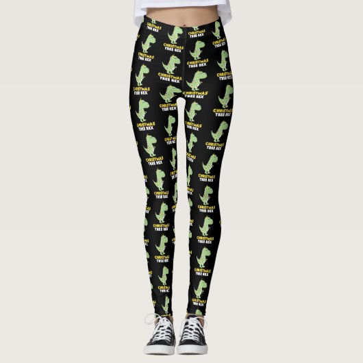 Dinosaurier-lustiges Geschenk des Weihnachtsbaum-T Leggings (Vorderseite)