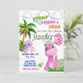 Dinosaurier macht drei Geburtstagseinladung Einladung (Stehend Vorderseite)