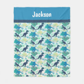 Dinosaurier-Marine-blaues Grün-aquamarine Fleecedecke (Vorderseite)