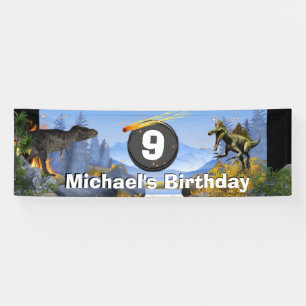 Dinosaurier Meteor prähistorische Tiere Junge Geb Banner