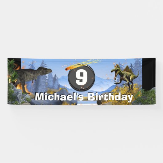 Dinosaurier Meteor prähistorische Tiere Junge Gebu Banner (Horizontal)
