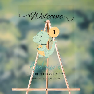 Dinosaurier Minimalistisch Erste Geburtstagsparty  Acrylschild
