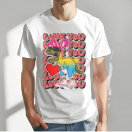 Dinosaurier mit С Aussehen in Pansexual Flag Color T-Shirt
