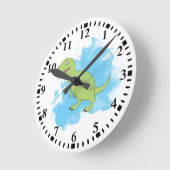 Dinosaurier mit Aquarellbild Runde Wanduhr (Winkel)