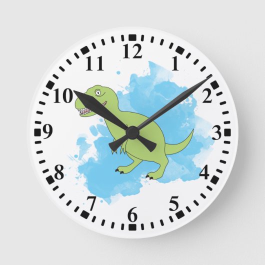 Dinosaurier mit Aquarellbild Runde Wanduhr (Vorderseite)