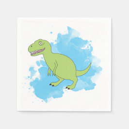 Dinosaurier mit Aquarellbild Serviette