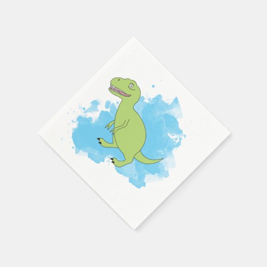 Dinosaurier mit Aquarellbild Serviette (Ecke)