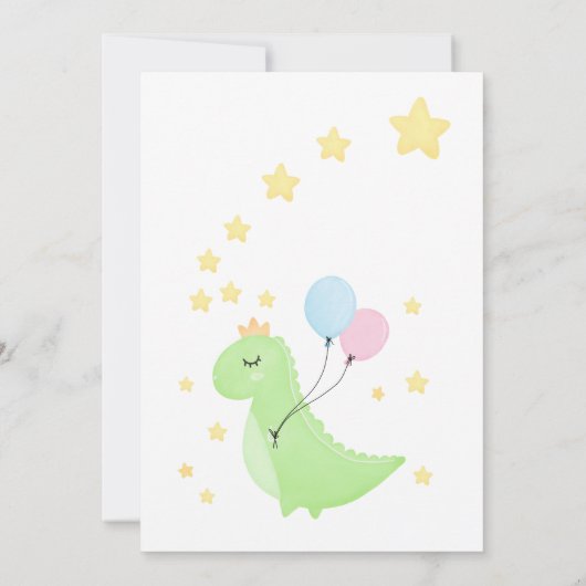 Dinosaurier mit Balloons Einladung (Rückseite)