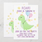 Dinosaurier mit Balloons Einladung (Vorne/Hinten)