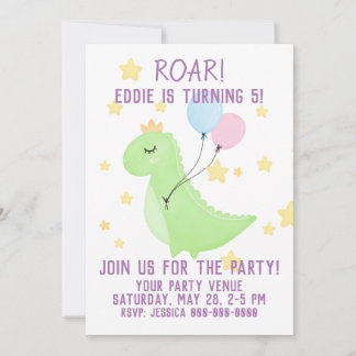 Dinosaurier mit Balloons Einladung