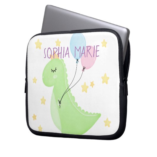 Dinosaurier mit Balloons Laptopschutzhülle (Vorderseite Links)