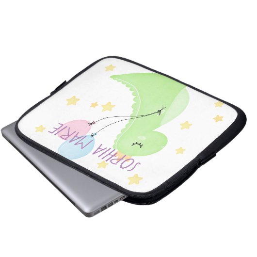 Dinosaurier mit Balloons Laptopschutzhülle (Vorne Knopf)