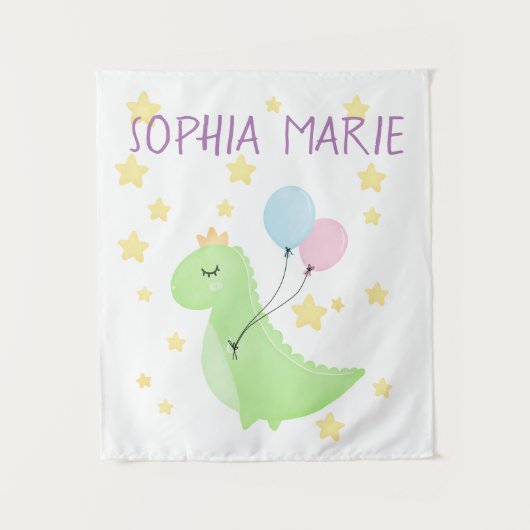 Dinosaurier mit Balloons Wandteppich (Vorderseite)