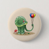 Dinosaurier mit Balloons zum Geburtstag Button (Vorderseite)