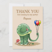 Dinosaurier mit Balloons zum Geburtstag Dankeskarte (Vorderseite)