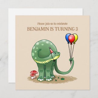 Dinosaurier mit Balloons zum Geburtstag Einladung