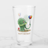Dinosaurier mit Balloons zum Geburtstag Glas (Rückseite)