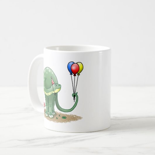 Dinosaurier mit Balloons zum Geburtstag Kaffeetasse (Vorderseite Links)