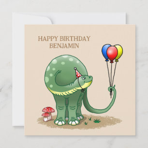 Dinosaurier mit Balloons zum Geburtstag Karte