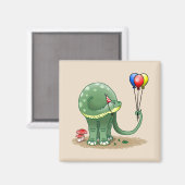 Dinosaurier mit Balloons zum Geburtstag Magnet (Vorderseite/Rückseite)