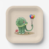 Dinosaurier mit Balloons zum Geburtstag Pappteller (Vorderseite)