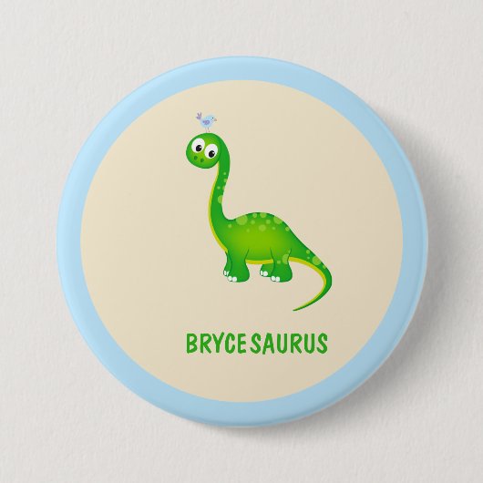 Dinosaurier mit beliebigem Namen Personalisiert Button (Vorderseite)