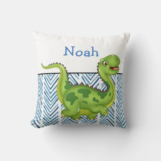 Dinosaurier mit benutzerdefinierter Monogramm Kissen (Vorderseite)