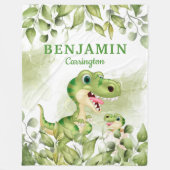 Dinosaurier mit Blätter Kid's Blanket für Jungen Fleecedecke (Vorderseite)