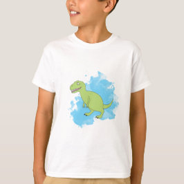 Dinosaurier mit blauem Paint T-Shirt